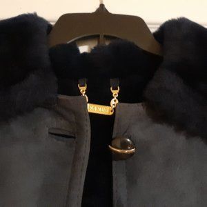 Kamer natural suede leather warm winter fur coat size S